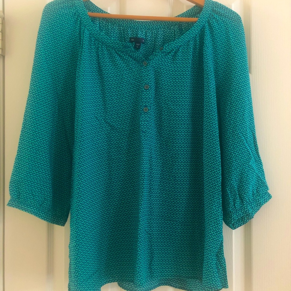 Gap Emerald Green 3/4 Sleeve Blouse